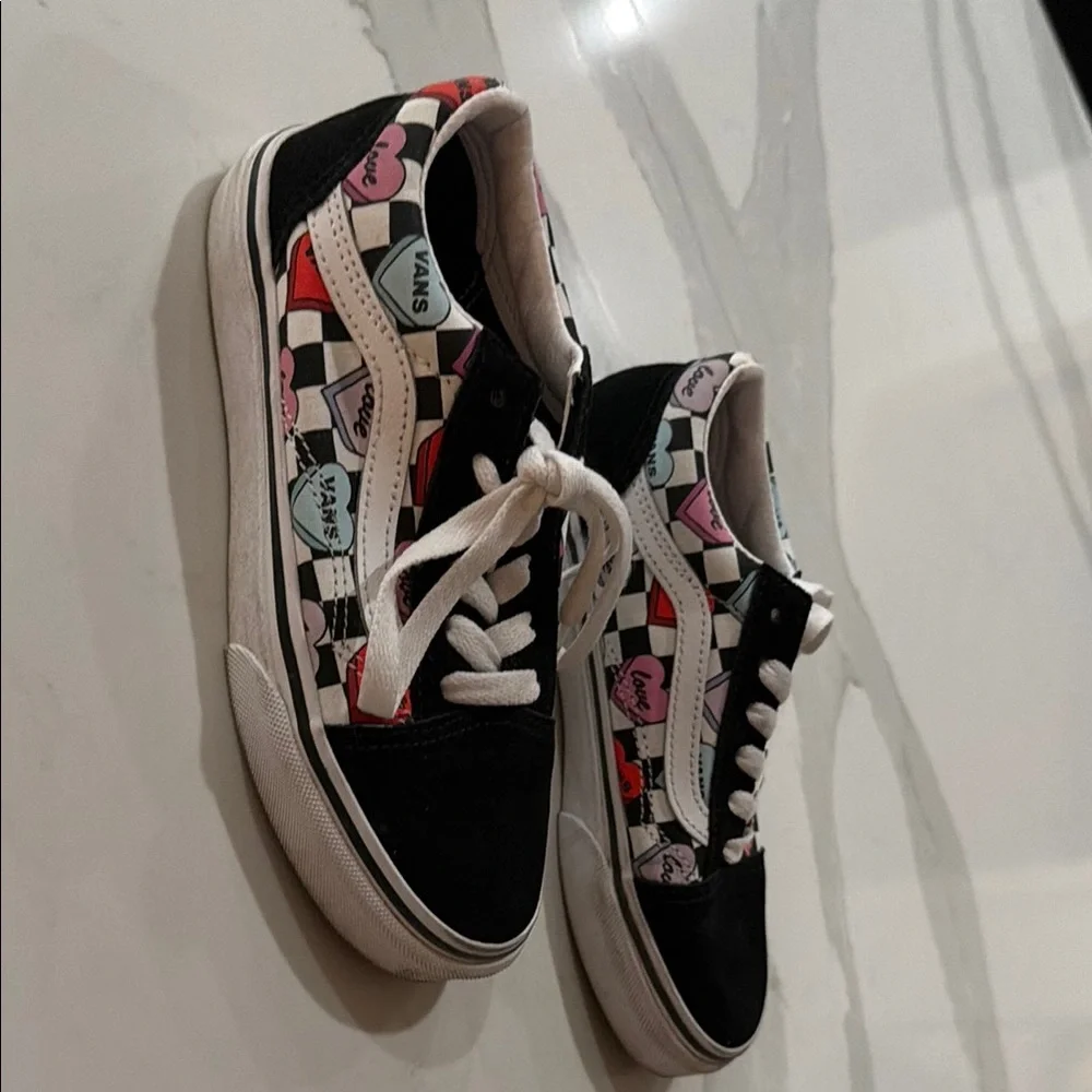 Vans Black Canvas Low-Top Sneakers with Pink and Red Graphic Panels